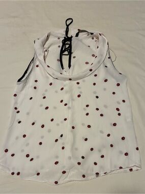 Sara White Camisole with Red Ladybug Print